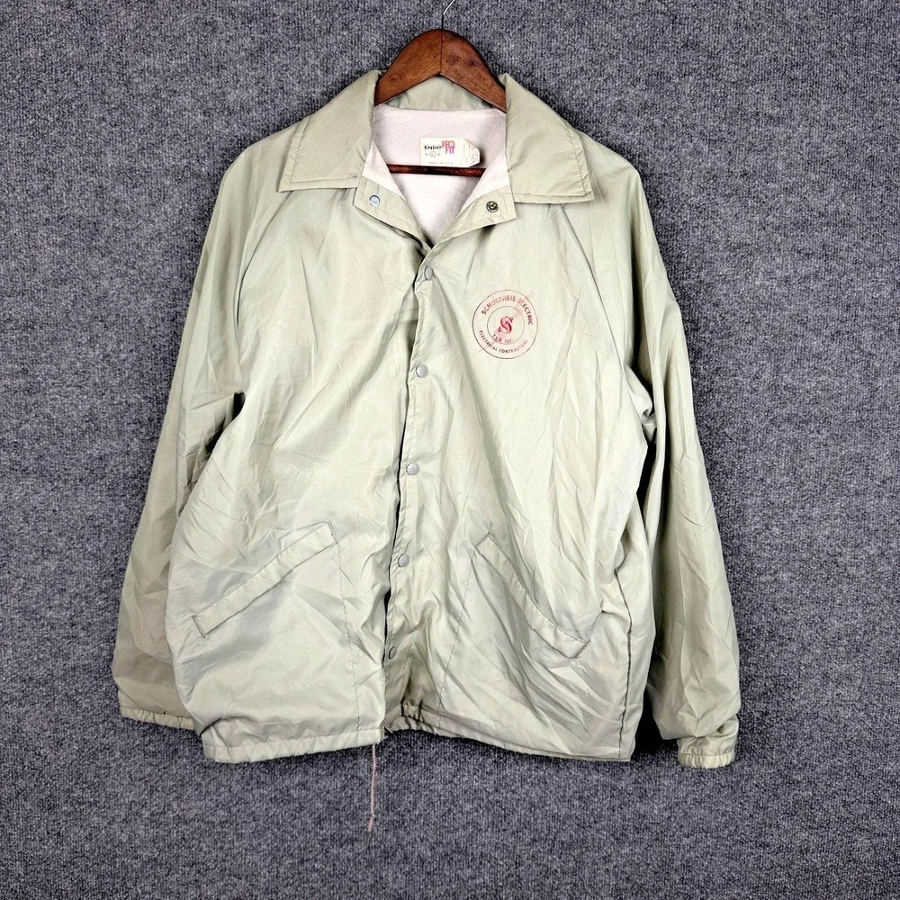 Vintage King Louie Pro Fit USA Jacket Mens L Gray Coaches Snap Windbreaker 70s